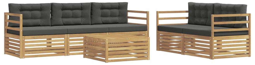 Outdoor-Sofagarnitur 6 pcs Weiß und Anthrazit