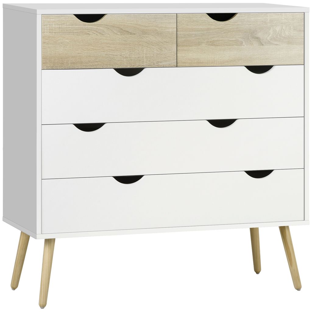 HOMCOM Commode 5 tiroirs Design scandinave Meuble de Image du produit 