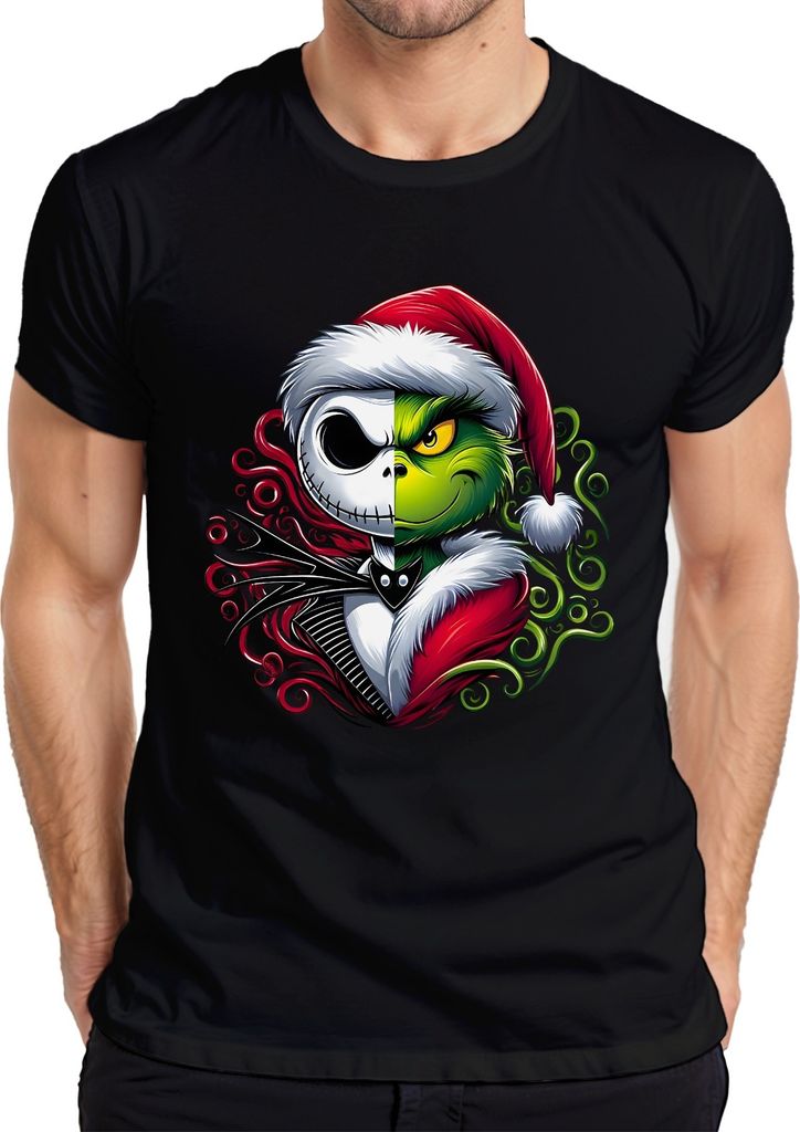 Nightmare before Christmas Grinch Skelett - Weihnachten Christmas Xmas Herren T-Shirt, Schwarz, L