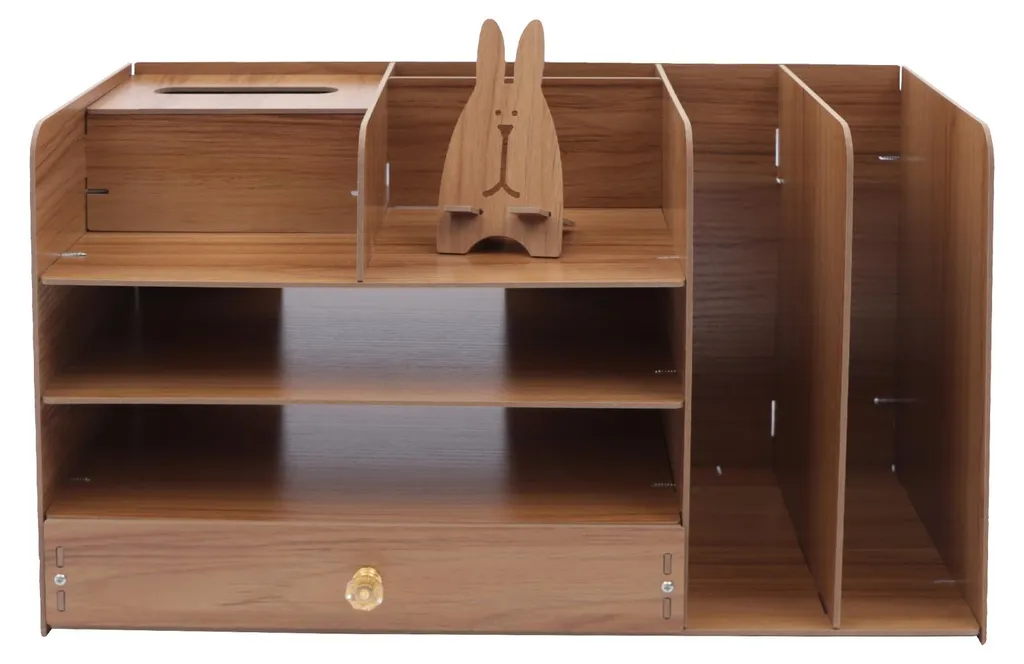 Organiseur de bureau 4 niveaux en bois de cerisier - Structure durable - 4