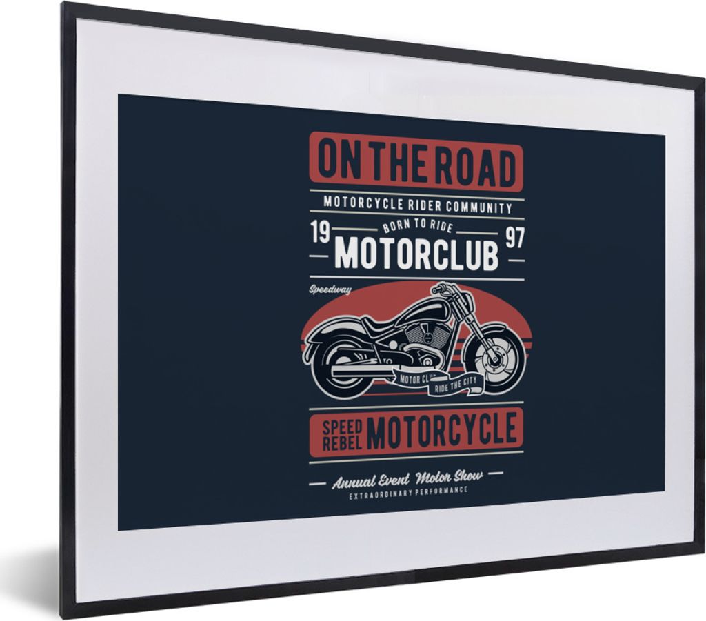 MuchoWow MuchoWow Gerahmtes Poster Motorrad - Retro - Briefe - Zitat 40x30 cm - Poster mit zchwarzem Bilderrahmen - Bilderrahmen - Poster im Ra...