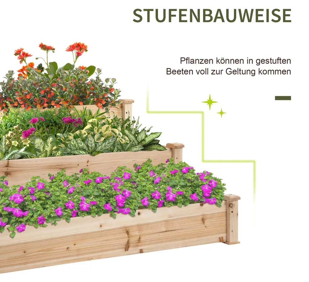 Jardinière verticale 3 niveaux en bois - Support fleurs gain de place