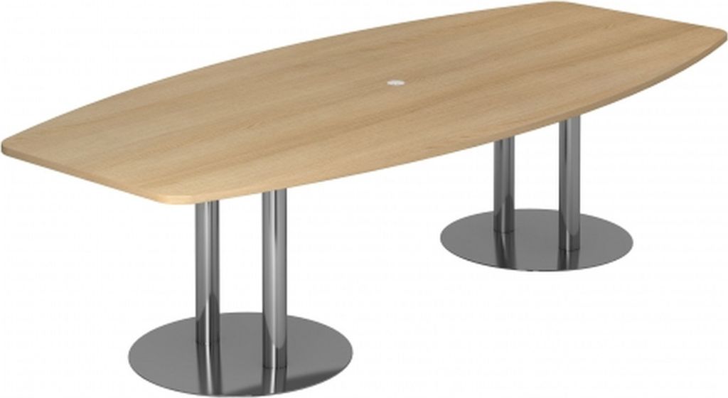 Hammerbacher Konferenztisch Besprechungstisch Meeting KT 2 Säulen chrom 280x 130/85 cm E = Eiche