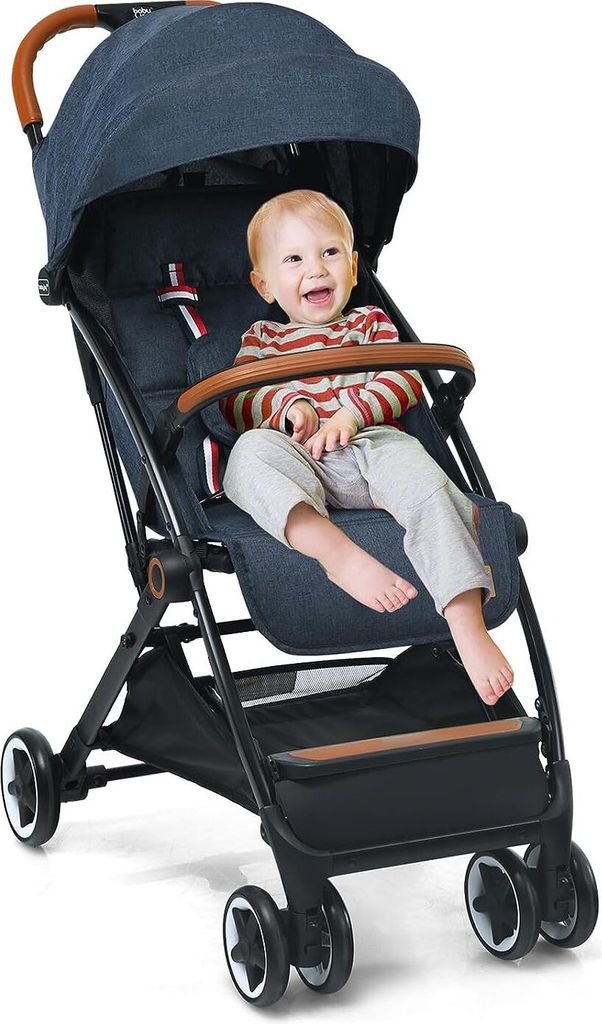 GOPLUS Faltbarer Kinderwagen, Reisebuggy mit verstellbarer Rückenlehne & ausziehbarem Vordach, tragbarer Sportwagen für Baby bis 3 Jahre alt (Blau)