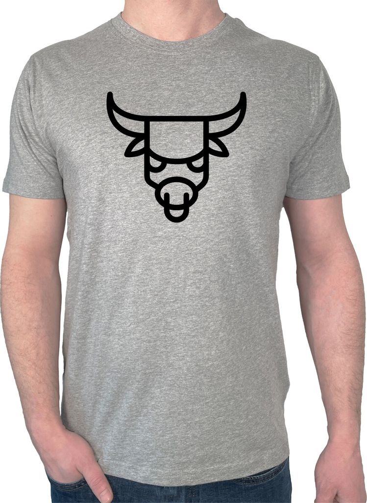 Huuraa Herren T-Shirt Stier Sternzeichen Symbol S Sport Grey Bio Baumwolle Fairtrade Herrenshirt Geschenkidee