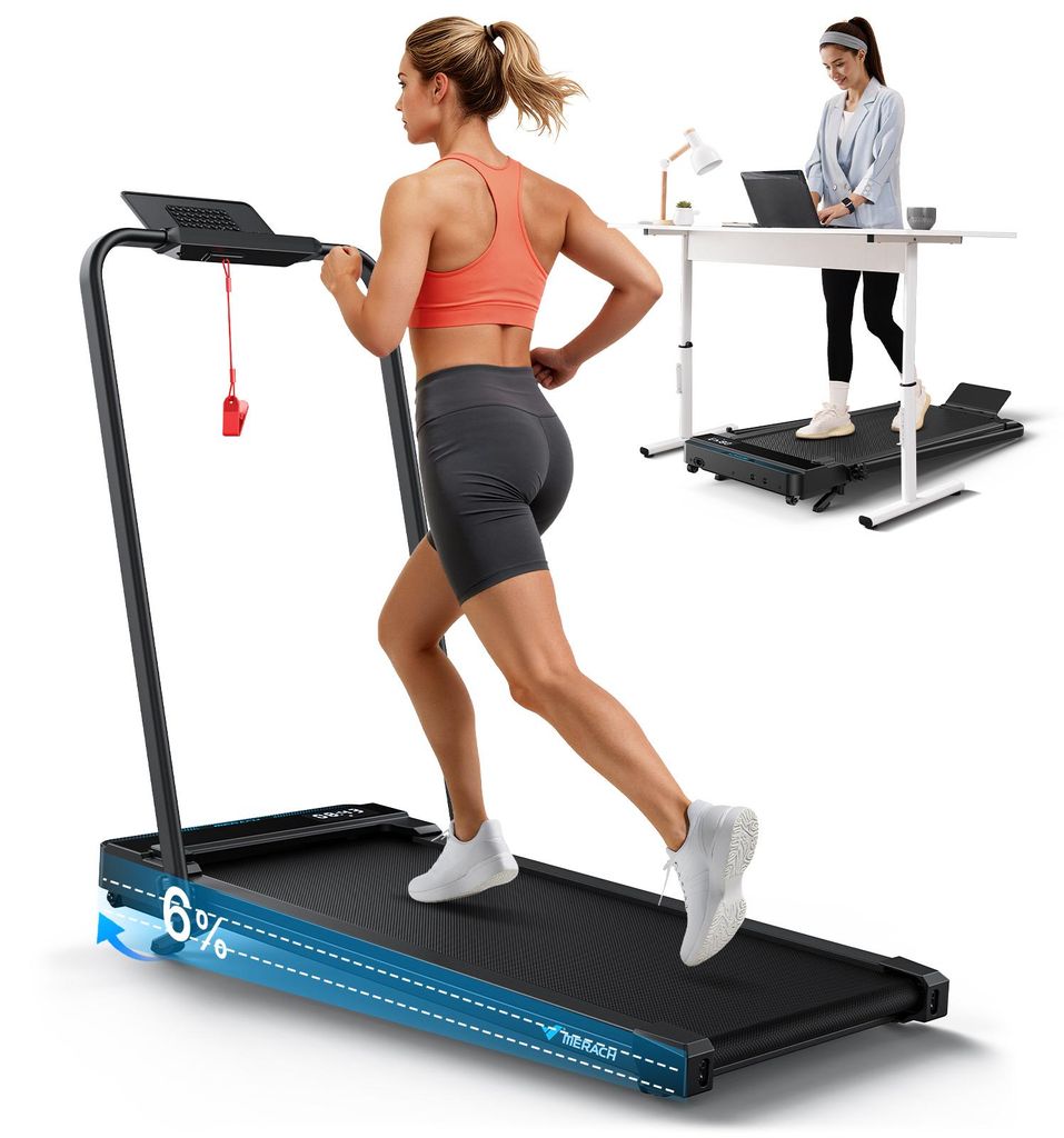 Merach 2-in-1 Laufband mit 6 % Steigung, 1–12 km/h, 3,0 PS, Produktbild 