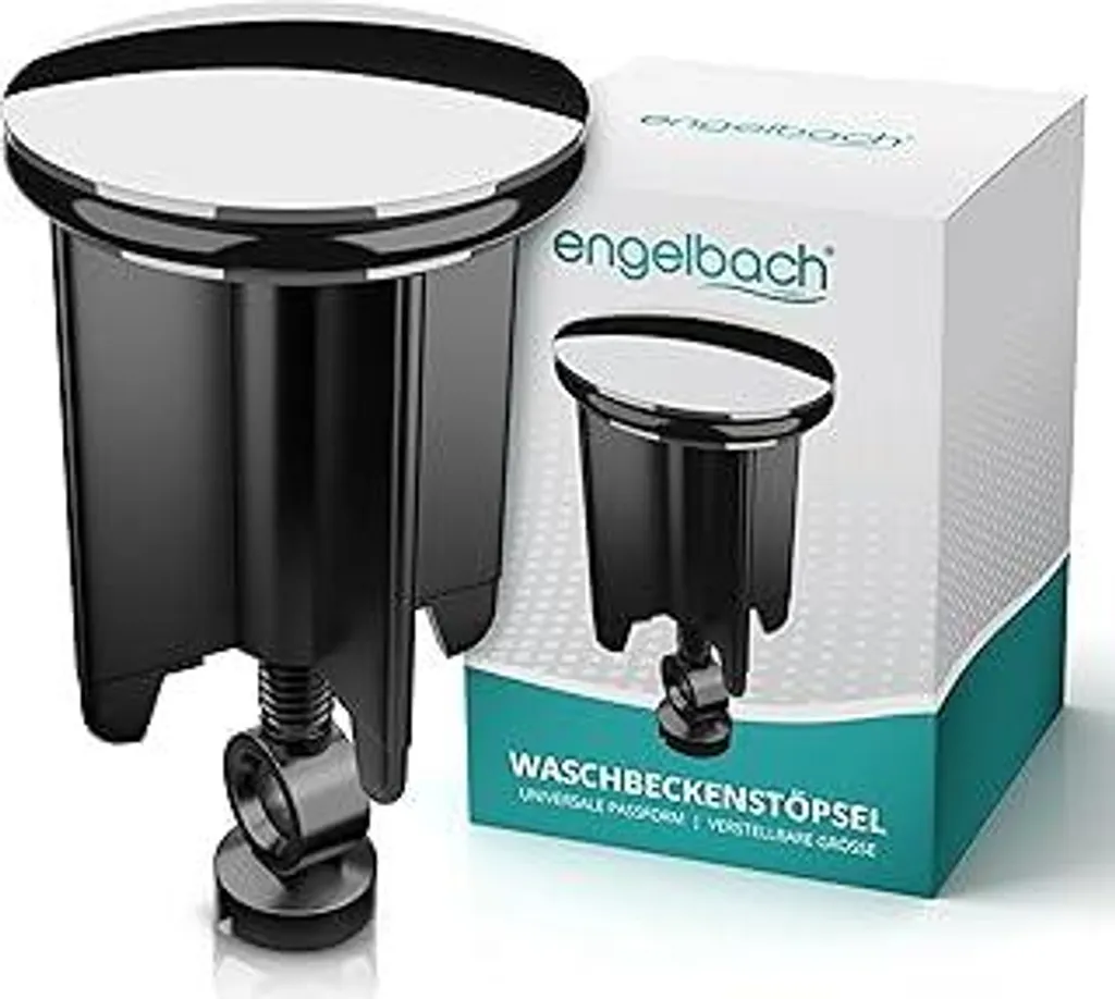 Engelbach Tappo per lavandino 40 mm universale - stabile, antiruggine e resistente - Tappo di scarico, tappo per lavandini e bidet con vite regolabile in altezza