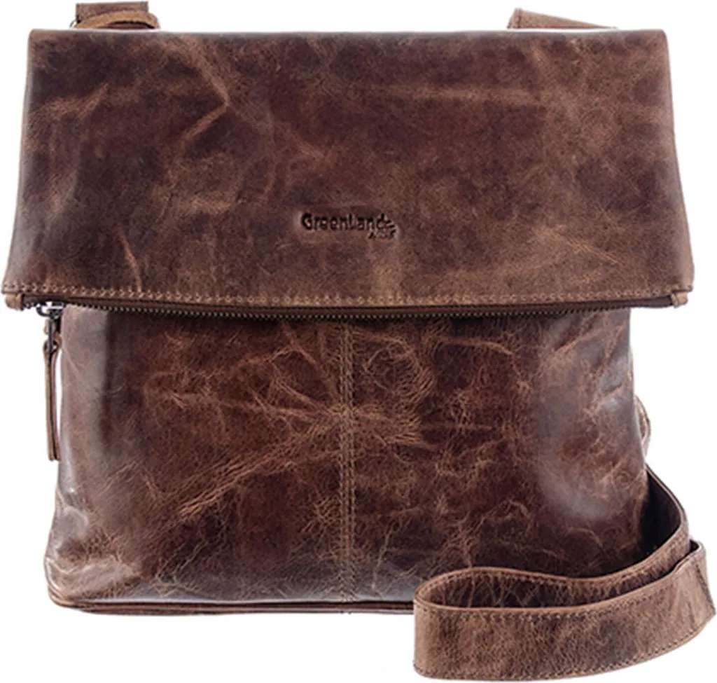 GreenLand Nature Pelle borsa a tracolla Montana Flap Crossbody Bag Brown marrone