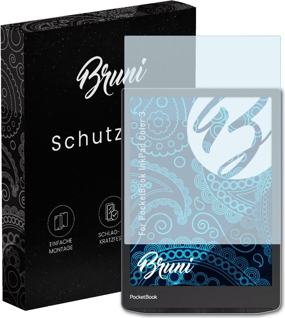 Bruni Basics-Clear 2x Schutzfolie kompatibel mit PocketBook InkPad Color 3 Folie