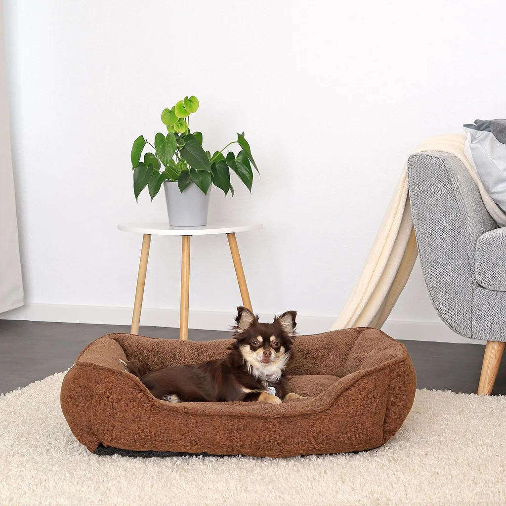 Divano per Cani Lionto 75x60 cm - Letto Sfoderabile e Antiscivolo Marrone - 2