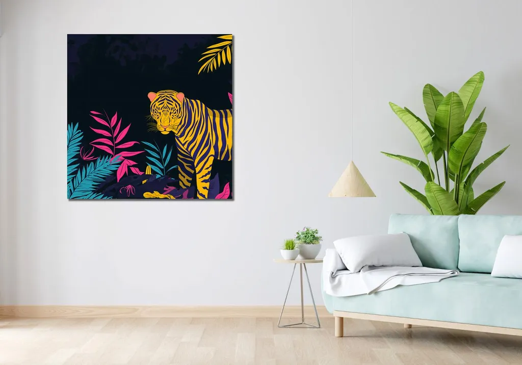 Image Tigre 100 x 100 cm Haute Résolution sans Pixels pour Grand Mur - 2
