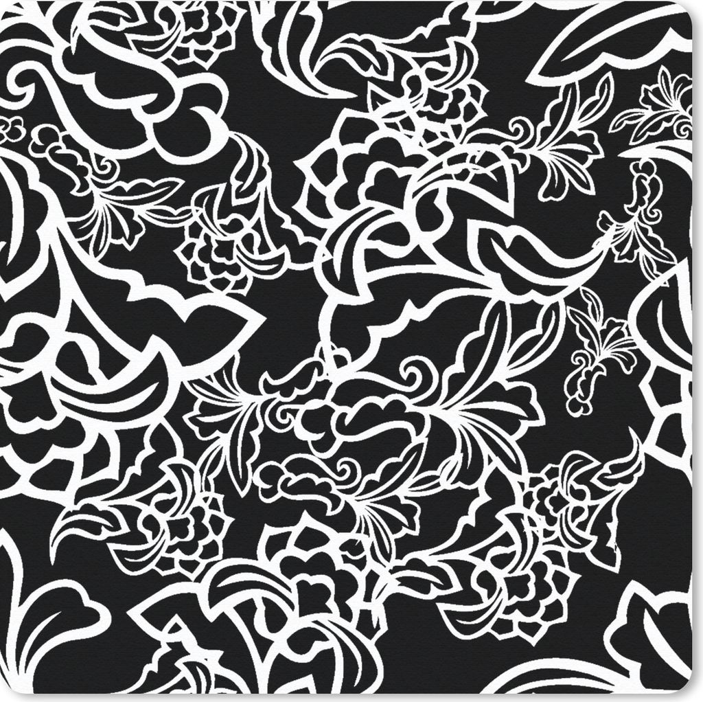MuchoWow Mauspad Mousepad Muster - Blume - Schwarz und Weiß 20x20 cm - Mousepads - Maus Mat - Pad - Mausunterlage - Desk Mat - Bureauartikeln
