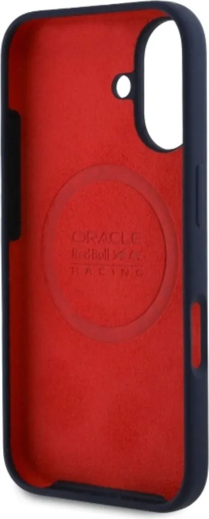 Red Bull Rbhmp16M24Siilvr Custodia rigida per Iphone 16 Plus 6.7 in silicone Granatowy/Navy Anello rosso Magsafe