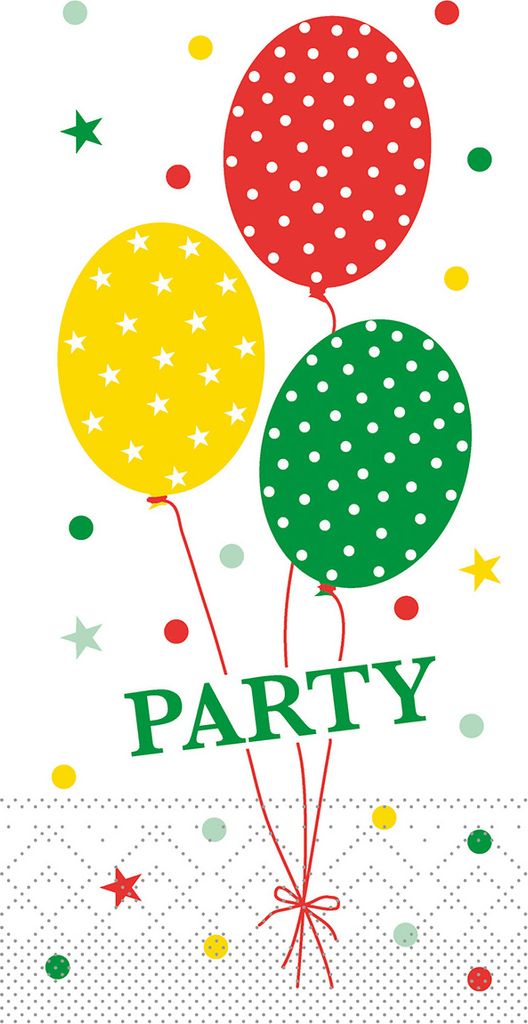Tissue Serviette Party Ballons in Rot-Grün, 33 x 33 cm 1/8-Falz, 100 Stück