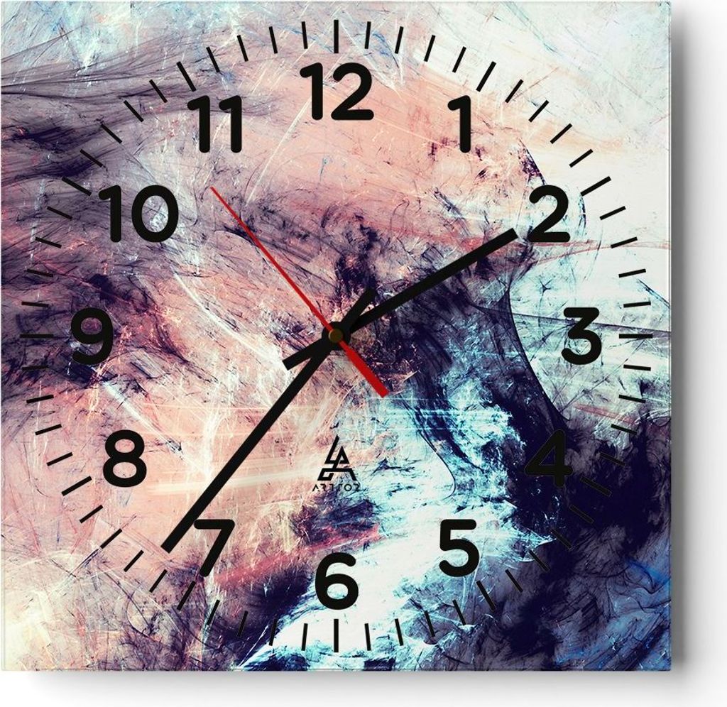 Wanduhr - Quadrat - Glasuhr - Abstraktion modern - 40x40cm - Schleichendes Uhrwerk - Lautlos - zum Aufhängen bereit - Dekoration Modern - Wanddeko...