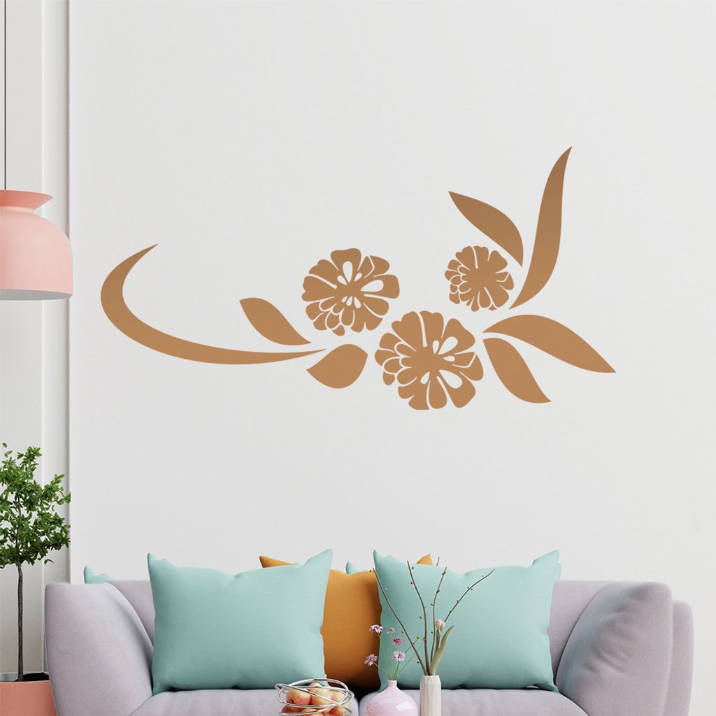 Blume - Linien Wandtattoo in 6 Größen - Wandaufkleber Wall Sticker - Dekoration, Küche, Wohnzimmer, Schlafzimmer, Badezimmer