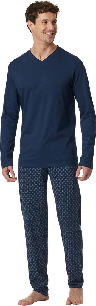 langer Schiesser Pyjama Admiralblau Produktbild 