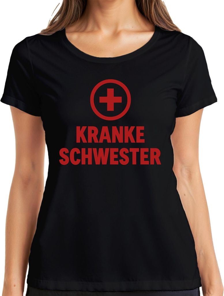 KRANKE SCHWESTER Geschenk Krankenpflege Humor Pflegerin Halloween Damen T-Shirt, Schwarz, L