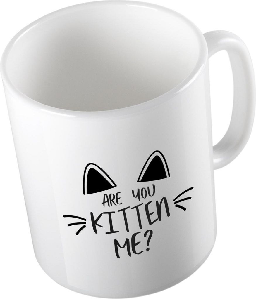 Huuraa Kaffeetasse Are you Kitten Me Geschenk Tasse Weiß 330ml Are you Kitten Me Präsent