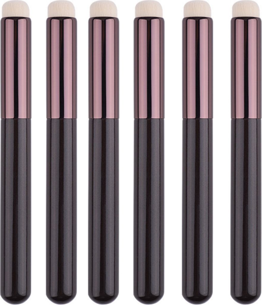 6 Stück runde Lippenwischpinsel mit weichen Borsten, Kunststoffstab, Lidschattenpinsel, Concealerpinsel, Kunstfaser, tragbarer Concealerpinsel
