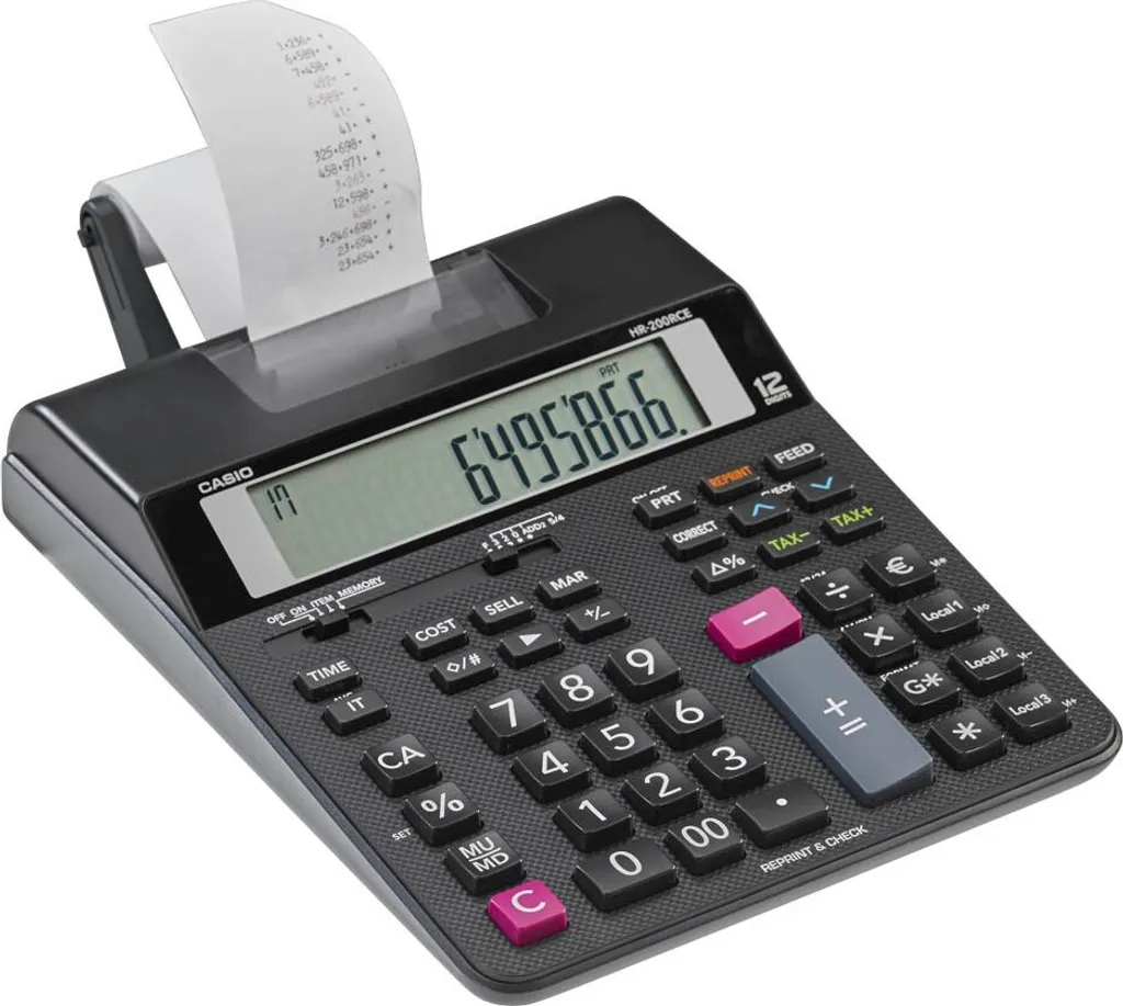 Casio HR-200RCE Calculatrice à impression 12 chiffres et bicolore