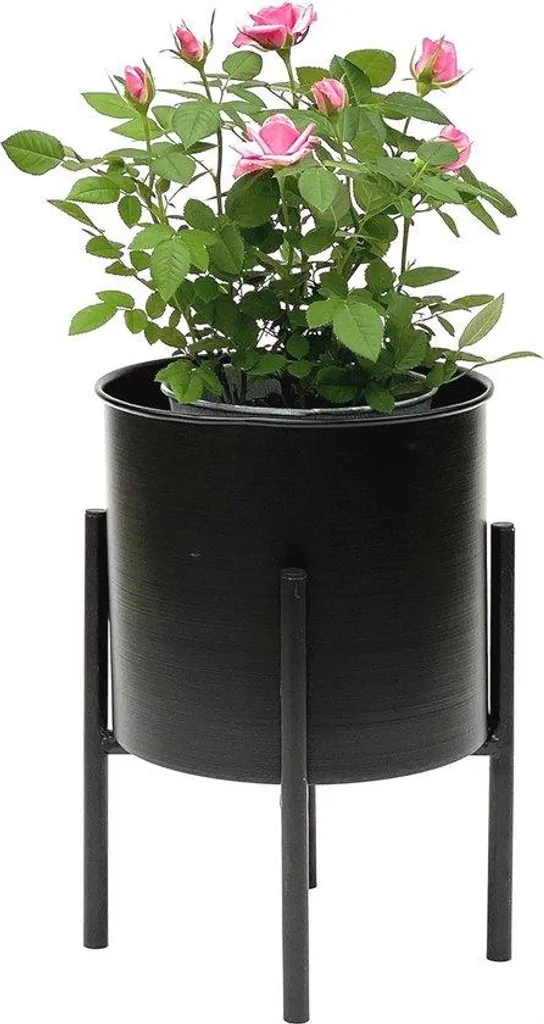Corbeille à fleurs pour décoration salon - Support métal noir 32 cm