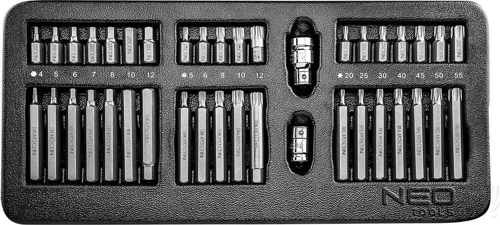 Jeu d'embouts de vissage mixtes NEO TOOLS 40 pièces pour cliquet 1/2 3/8