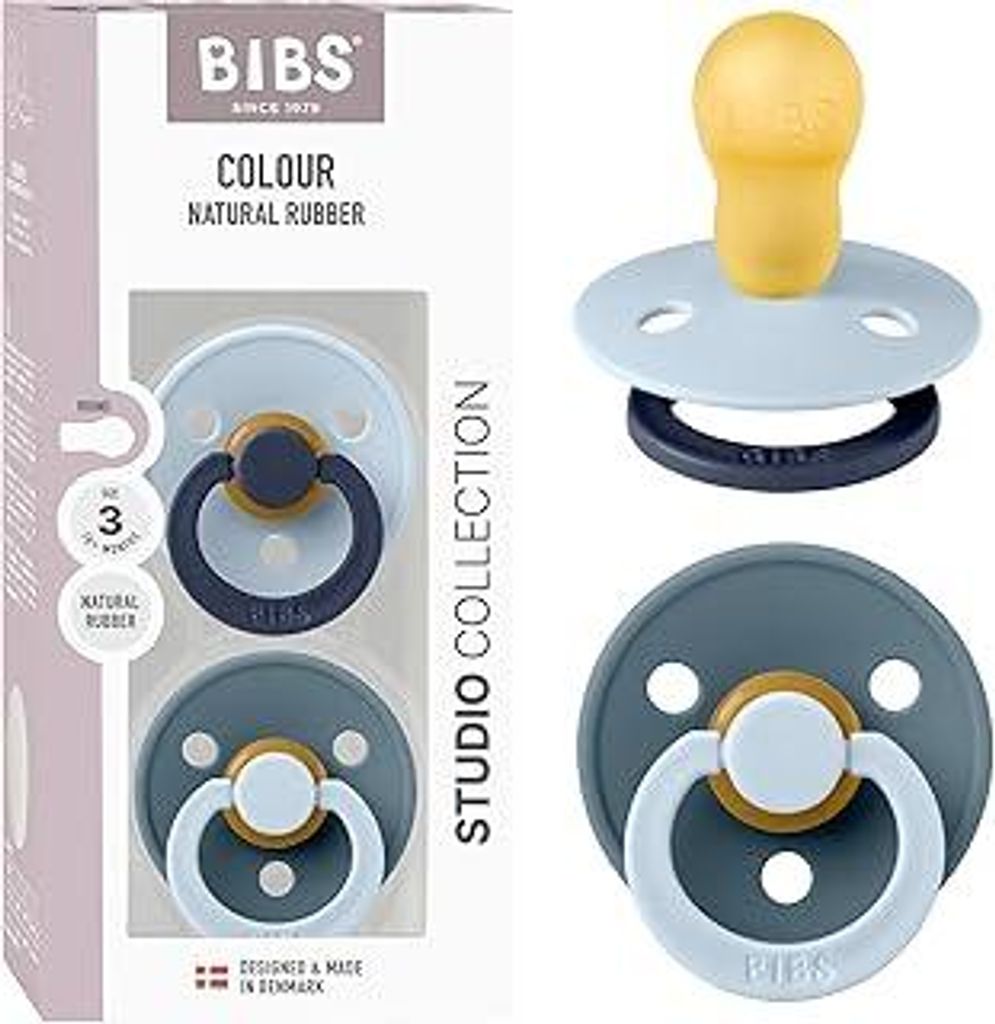 BIBS Colour Studio Schnuller 2er-Pack, BPA-frei, Kirschform Nippel. Naturkautschuk/Latex, Hergestellt in Dänemark, Größe 3 (18+ Monate) - Baby B...