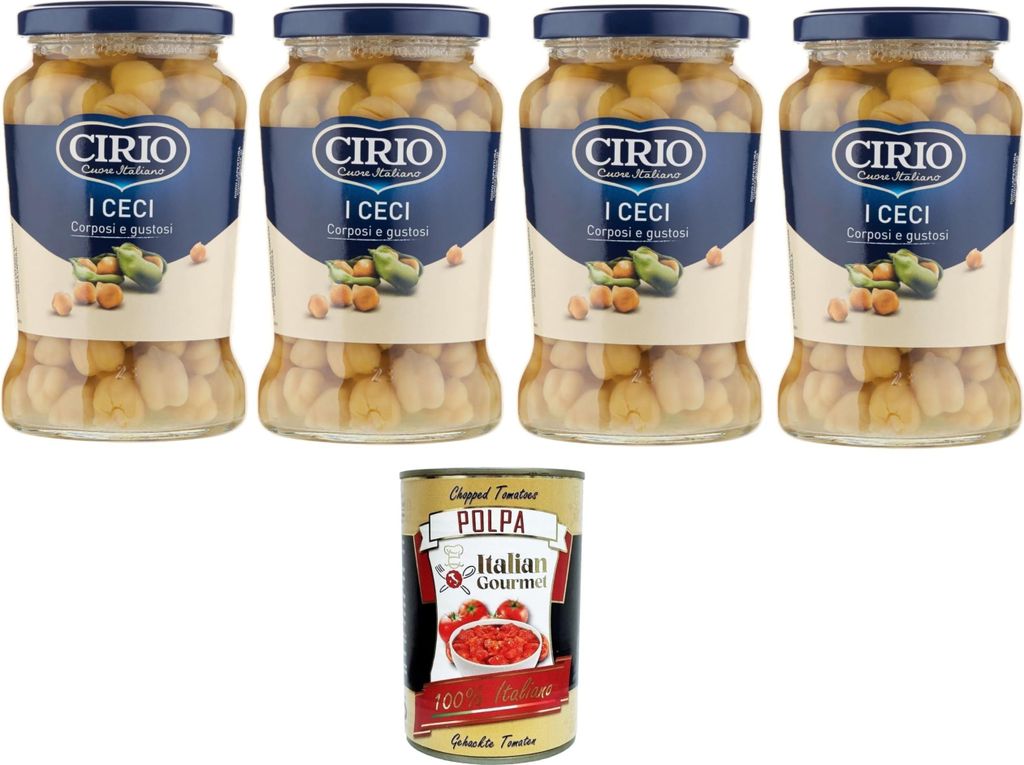 Cirio I Ceci, Corposi e Gustosi I Kichererbsen, vollmundig und lecker 4x370gr + Italian Gourmet polpa 400g