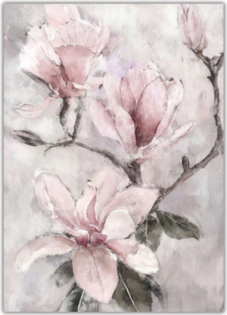 TPFLiving Kunstdruck LW-35 (OHNE RAHMEN) Poster - Leinwand - Wandbild - Hochauflösender Giclée-Druck, langlebig und hochwertig - Rosa Blumen - 3 ...