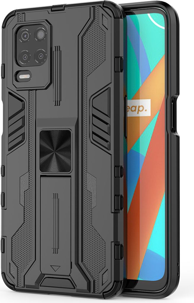 OPPO Realme V13 Hülle, Dual Layer PC TPU Bumper Stoßfest Ständer Schutzhülle für OPPO Realme V13 Schwarz