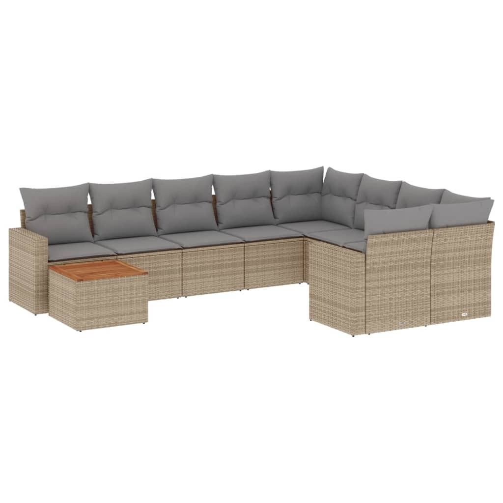 "2026 Aktion" 10-tlg. Garten-Lounge-Set - elegantes Design - Sitzgruppe/Gartengarnitur - mit Kissen Beige Poly Rattan - Terassenmöbel NeuMöbel477922
