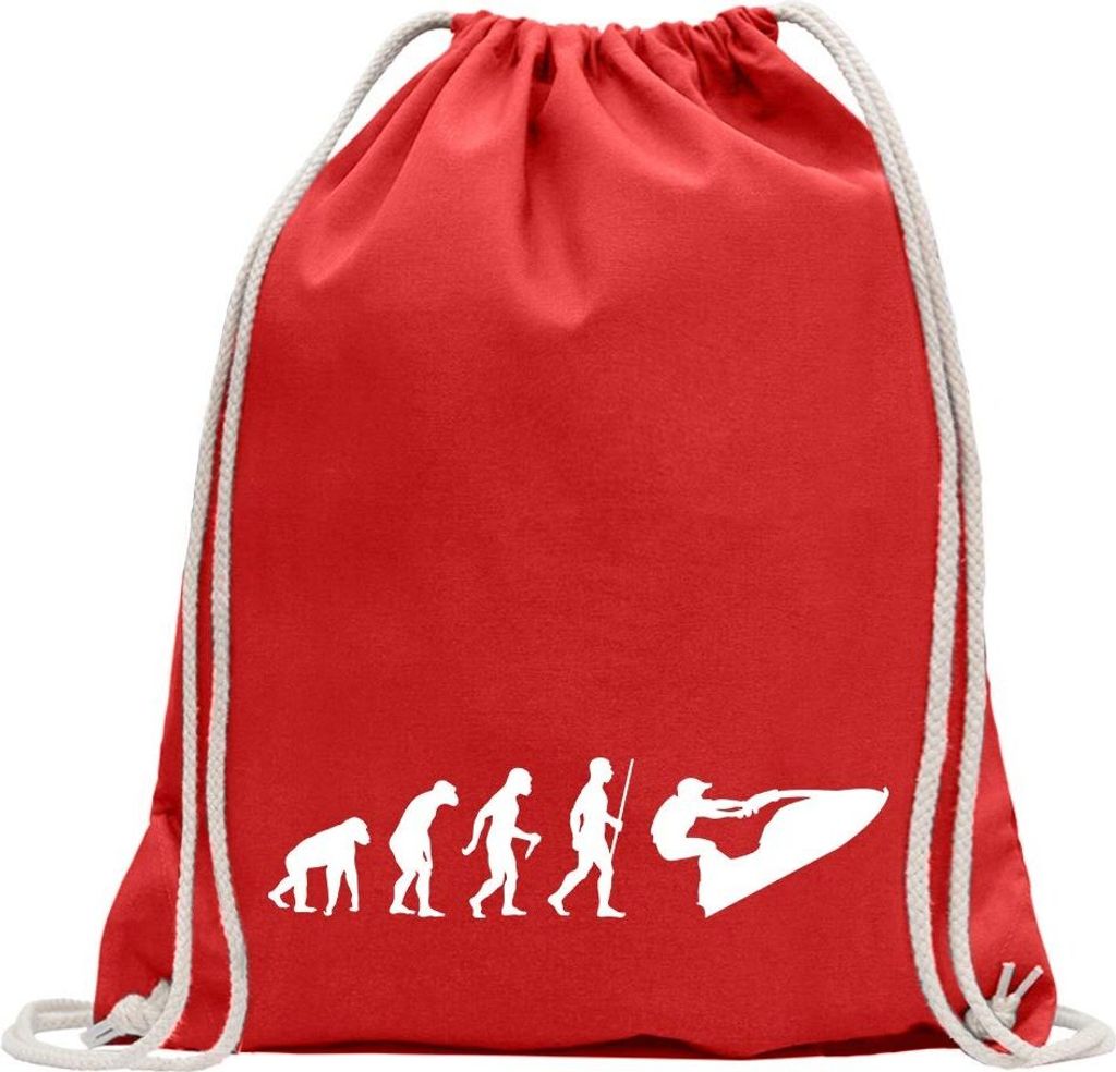 Kiwistar - Turnbeutel - rot - Jet-Ski Jetboot Evolution - Fun Rucksack Sport Beutel Gymsack Baumwolle mit Ziehgurt