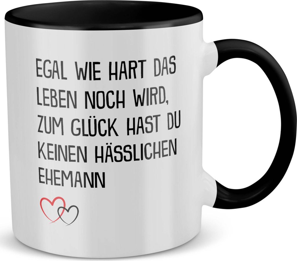 22Feels Ehefrau Geschenk Erster Hochzeitstag Kaffeetasse Frauen Tasse Hochzeitsjubiläum Valentinstag Weihnachten Ehepaar Geburtstag (Weiss-Schwarz)