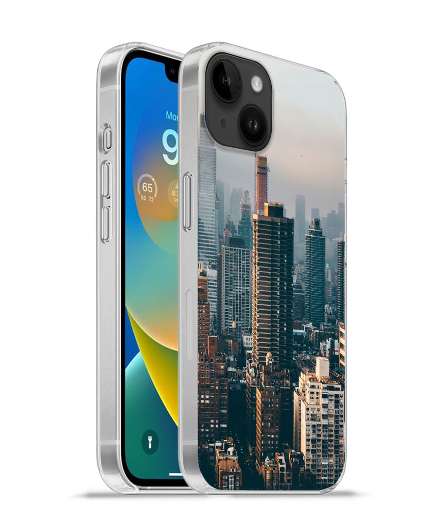 MuchoWow Handyhülle Schutzhülle Hülle für Apple iPhone 14 Plus - Soft case New York - Skyline - Amerika Silikon Softcase Handy Hülle - Abbil...