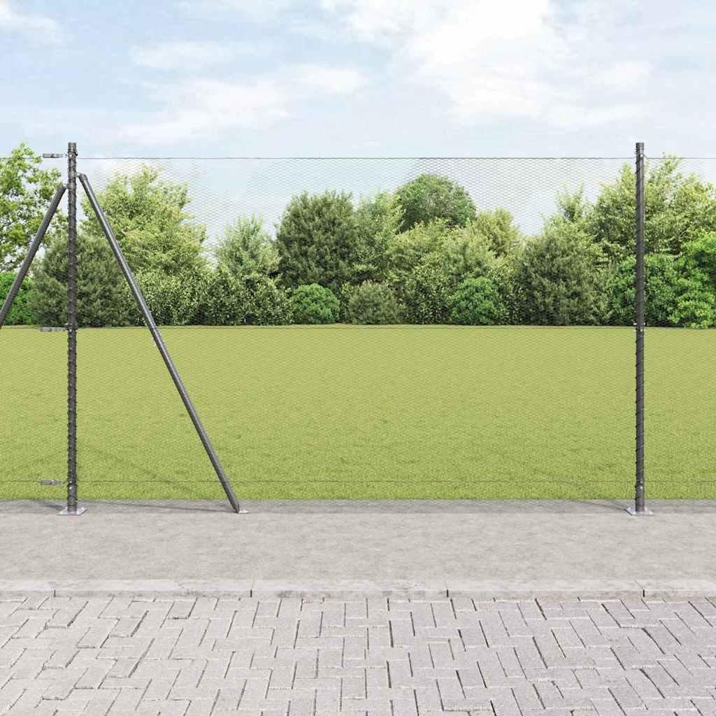 Zaun mit Pfosten Grau 1.6 x 25 m PVC-beschichteter Stahl