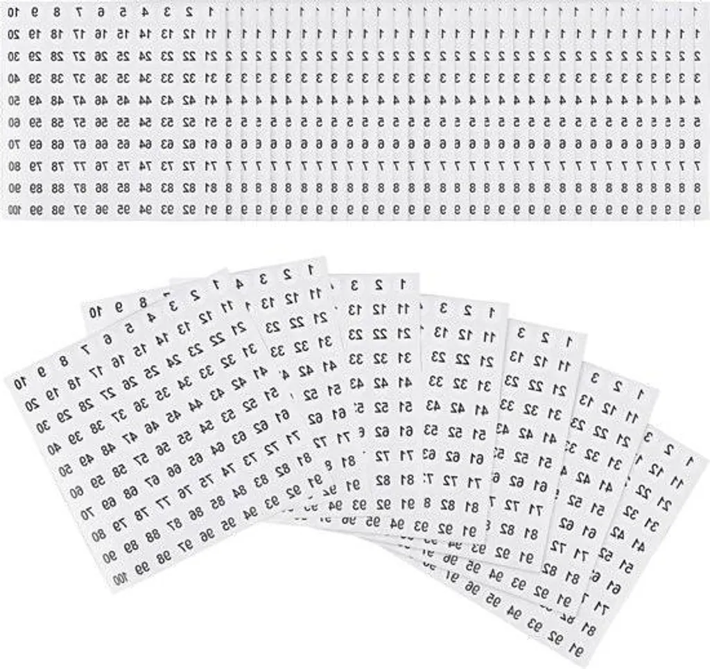 30 Feuilles d'Étiquettes Chiffrées 1 à 100 Autocollantes en Vinyle Noir