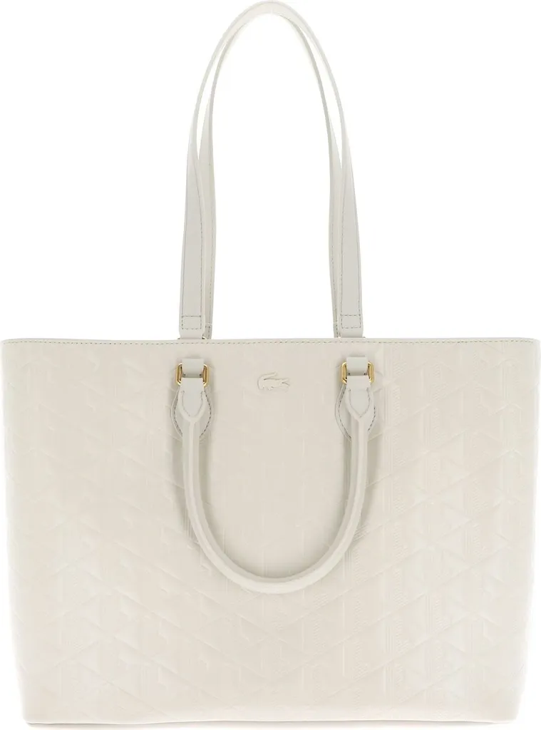 Grand sac épaule de type Shopping Bag Lacoste coloris écru pour femme