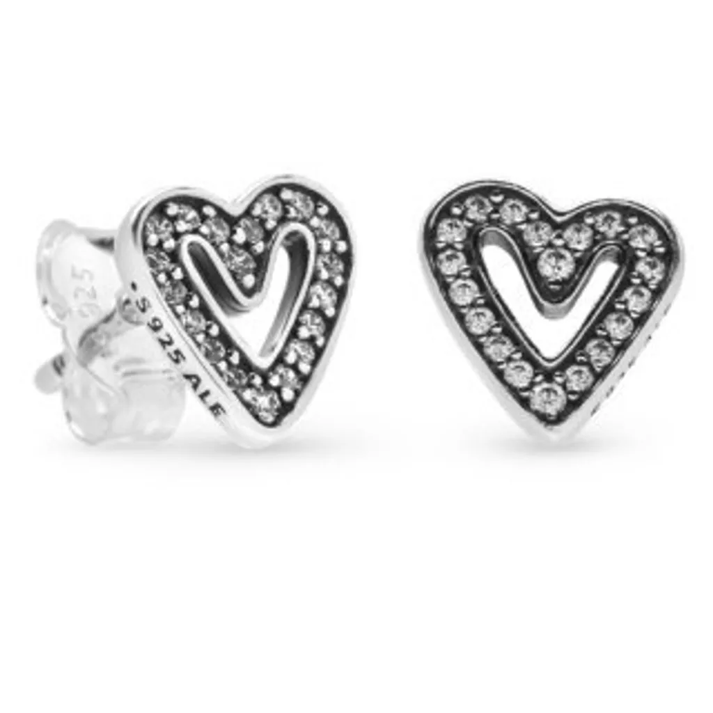 Puces d'oreilles Pandora argent 925 Cœur Scintillant 298685C01 - Femme