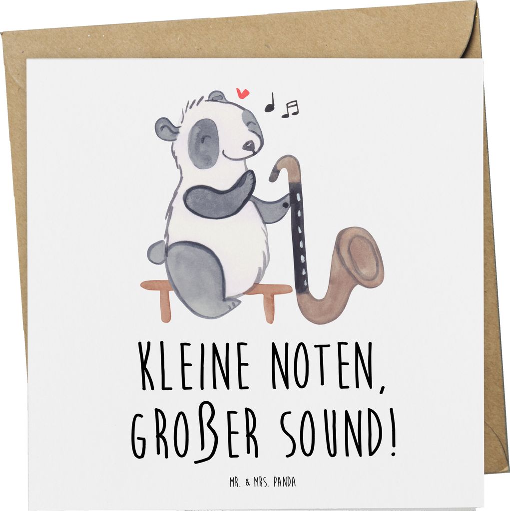 Mr. & Mrs. Panda Grußkarte Bassklarinette Sound - Weiß - Geschenk, Instrumente, Musikinstrument, Orchester, faltkarte, Glückwunschkarte, Humor, ...
