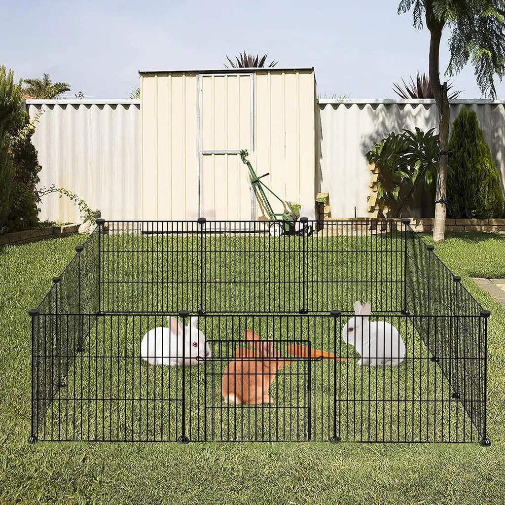 Cage pour lapins DIY avec porte en métal robuste - Enclos 142x72x36 cm