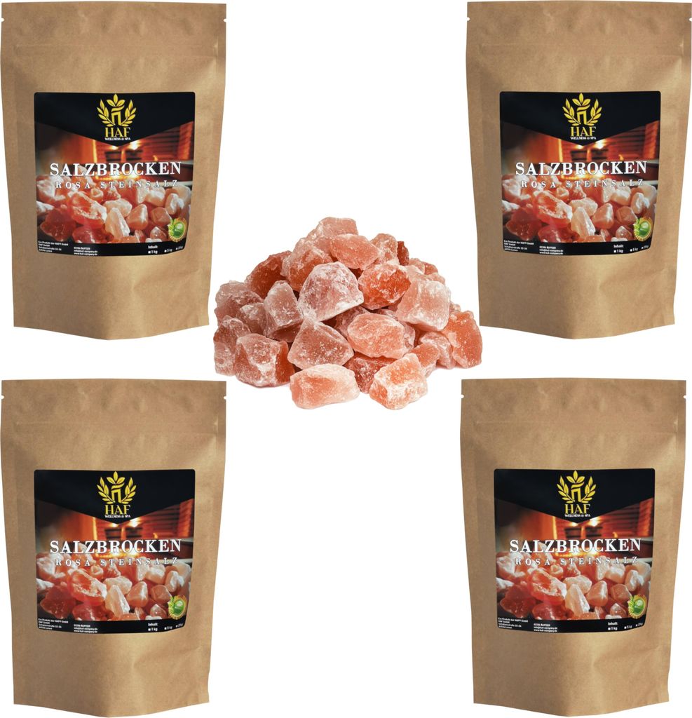 HAF Rosa Salzbrocken 4 kg | Grobe Steinsalz Brocken ohne Produktbild 