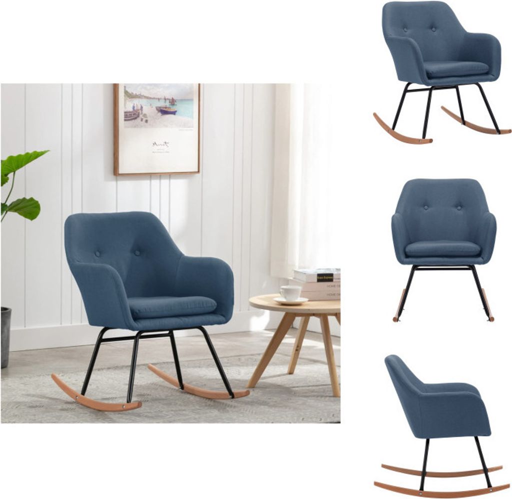 VidaXL Schaukelstuhl, Sessel Schwingstuhl Mit Armlehne, Schaukelsessel Relaxstuhl Mit StahlBeinen, Relaxsessel Schwingsessel Wohnzimmer, Modern, Dunkelgrau Stoff