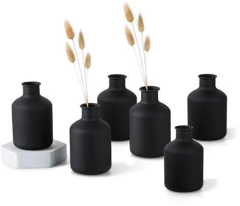 Lot de 6 Petits Pots à Fleurs Cylindriques en Métal au Fini Mat Moderne