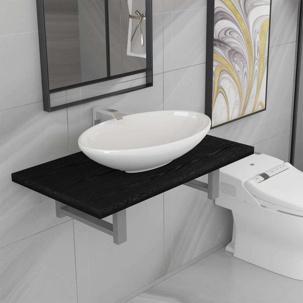 Maison Exclusive - 2-tlg. Badmöbel-Set Keramik Schwarz