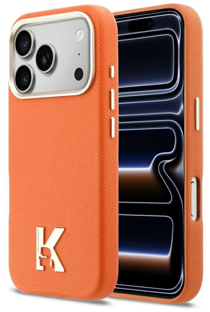 KARL LAGERFELD case passend für IPHONE 17 Pro Max kompatibel mit MagSafe KLHMP17X5PGFKHGO (PU FW W/ KHead Logo) orange