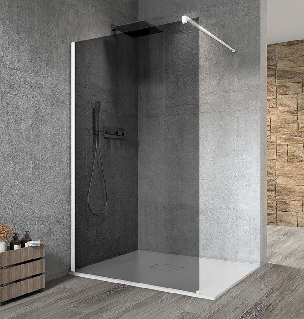 Gelco VARIO WHITE Dusch-Glasteil, Wandmontage, graues Glas, 1200 mm