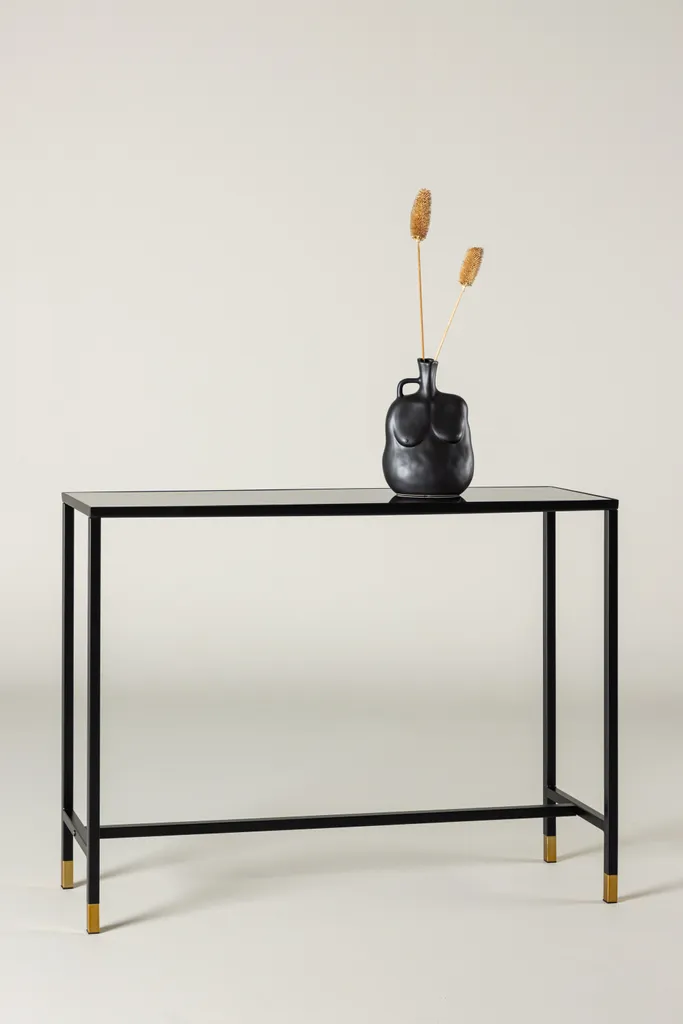 Petite console marbre noir Dipp 30x100 cm pour entrée étroite - 12