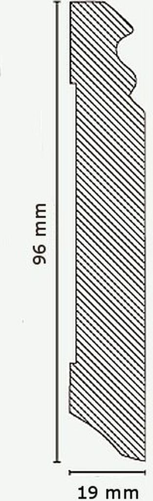 Innenwinkel Für Sockelleisten mit Berliner Profil 19 x 96 x 400 mm Weiß zum Kleben, Schrauben & Nageln MDF-Kern foliert Innenecken by PROVISTON