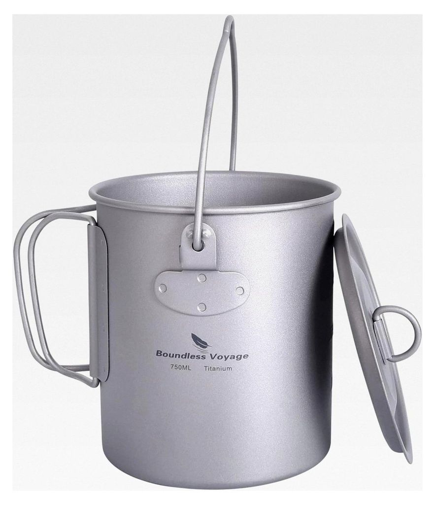 Titaniumtopf mit Deckel, faltbarer Griff, 300ml, 750ml, 1100ml, 1300ml, 2900ml für Camping, Wandern und Picknick